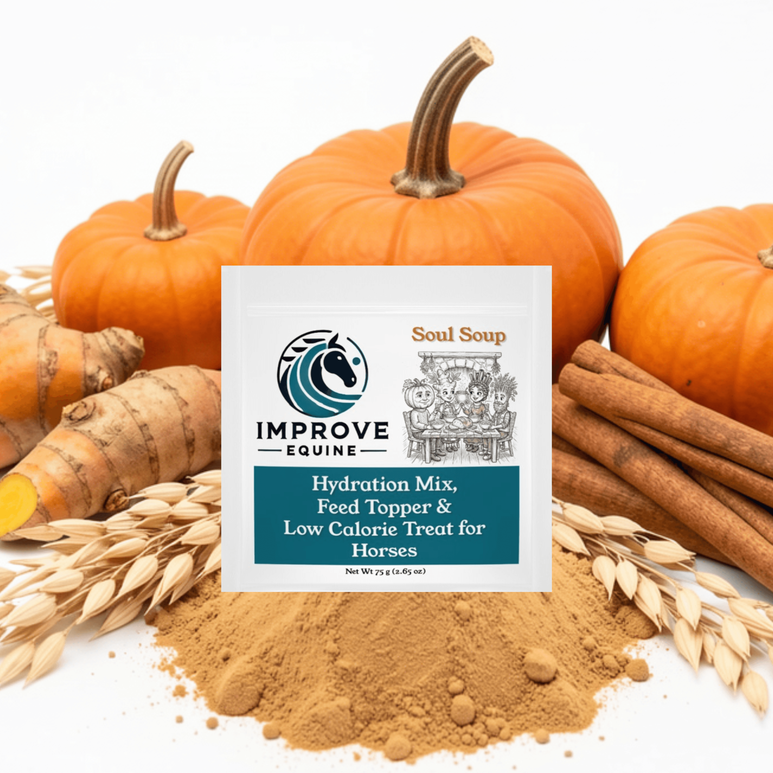 Soul Soup pumpkin turmeric and Ceylon cinnamon horse hydration mix pouch