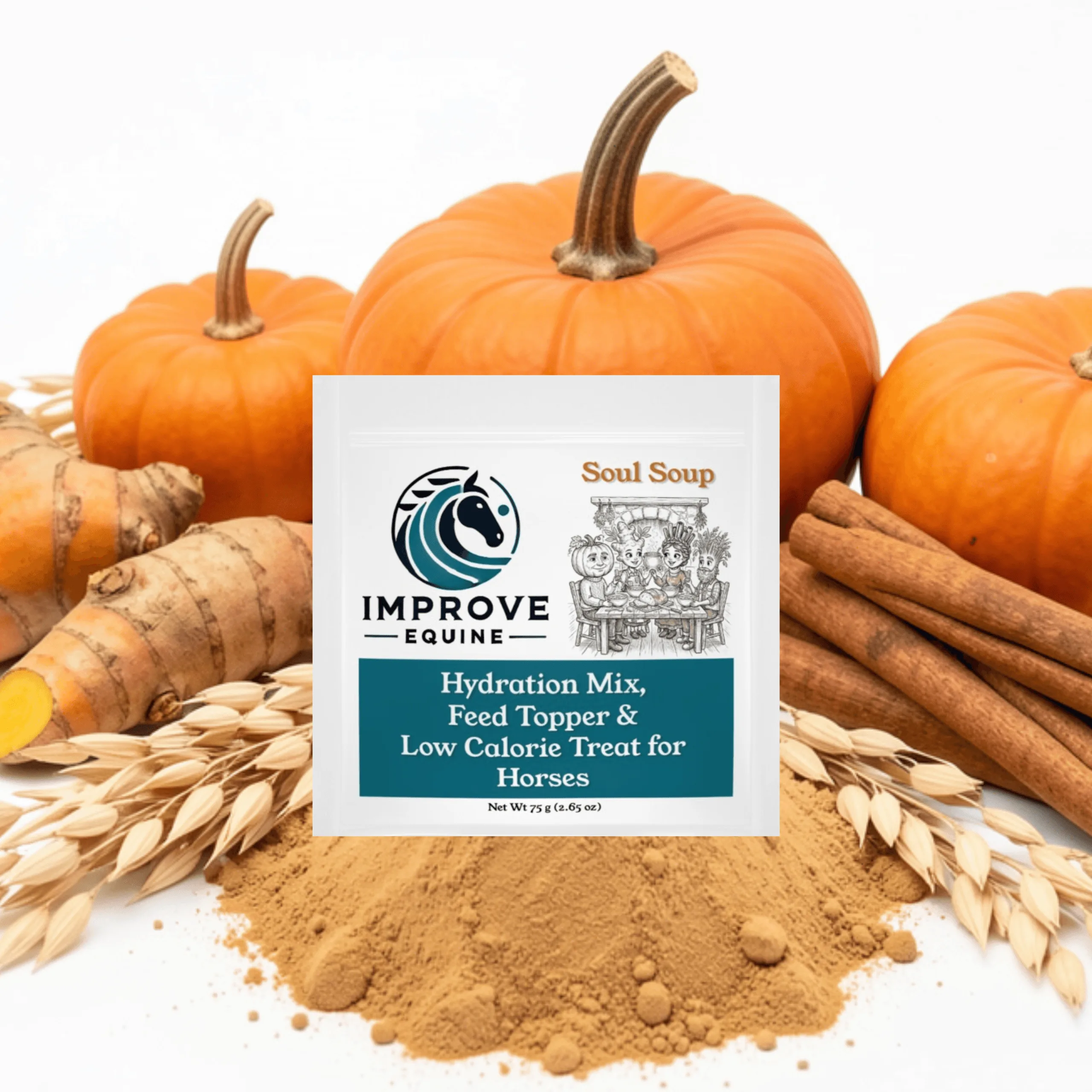 Soul Soup pumpkin turmeric and Ceylon cinnamon horse hydration mix pouch