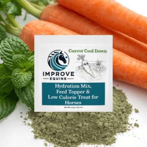 Carrot Cool Down horse hydration mix travel pouch — carrot and peppermint, horse hydration for hot weather
