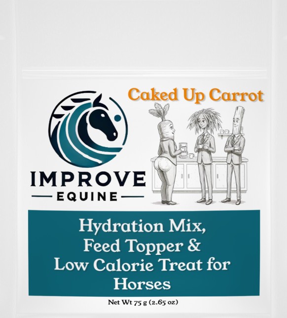 Caked Up Carrot 2lb bag — Improve Equine horse hydration mix and low calorie horse treat, carrot and oat flour
