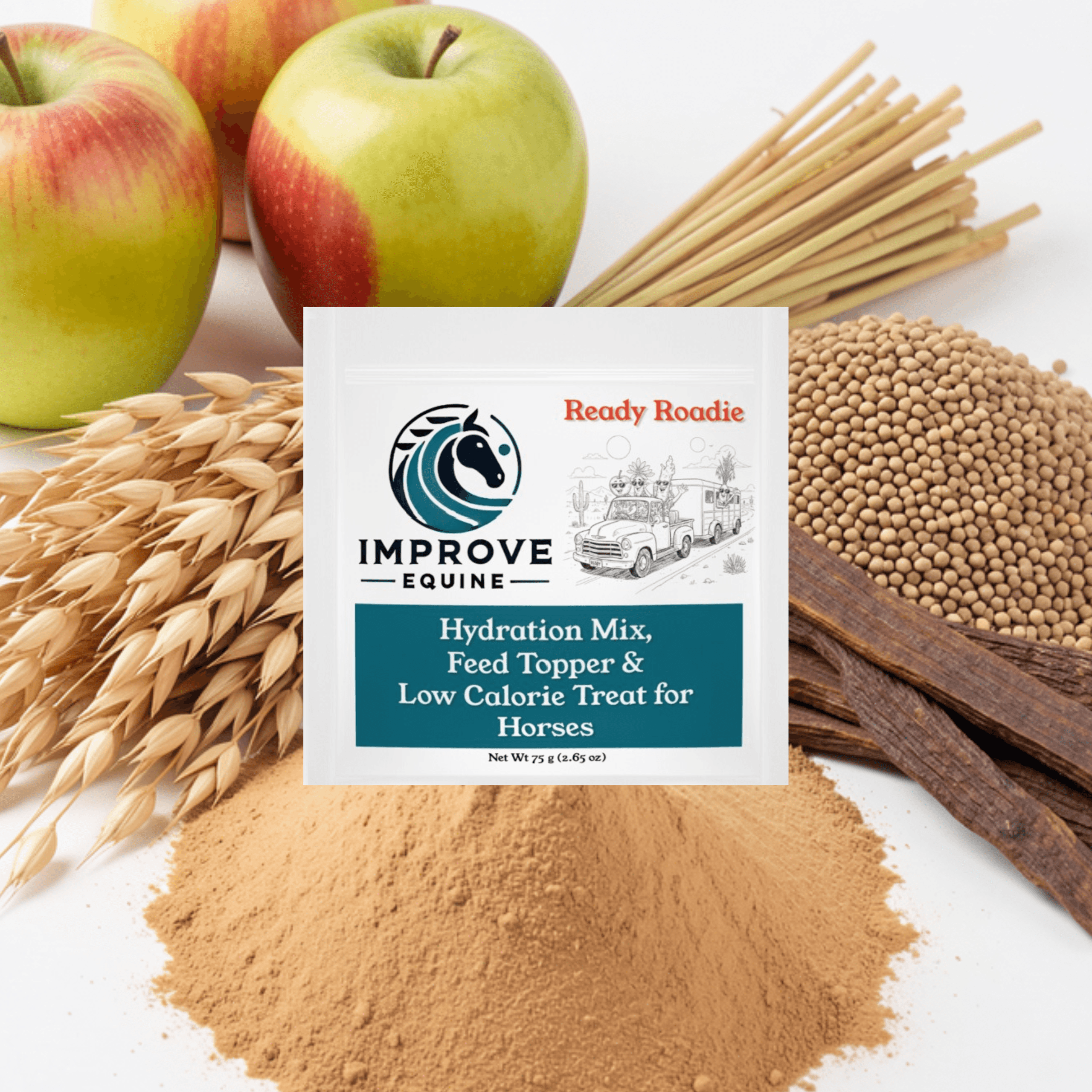Ready Roadie apple and licorice root horse hydration mix pouch