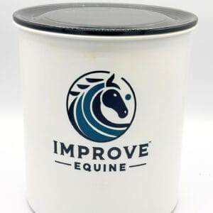 Improve Equine branded Airscape airtight canister for storing horse hydration mix and supplements
