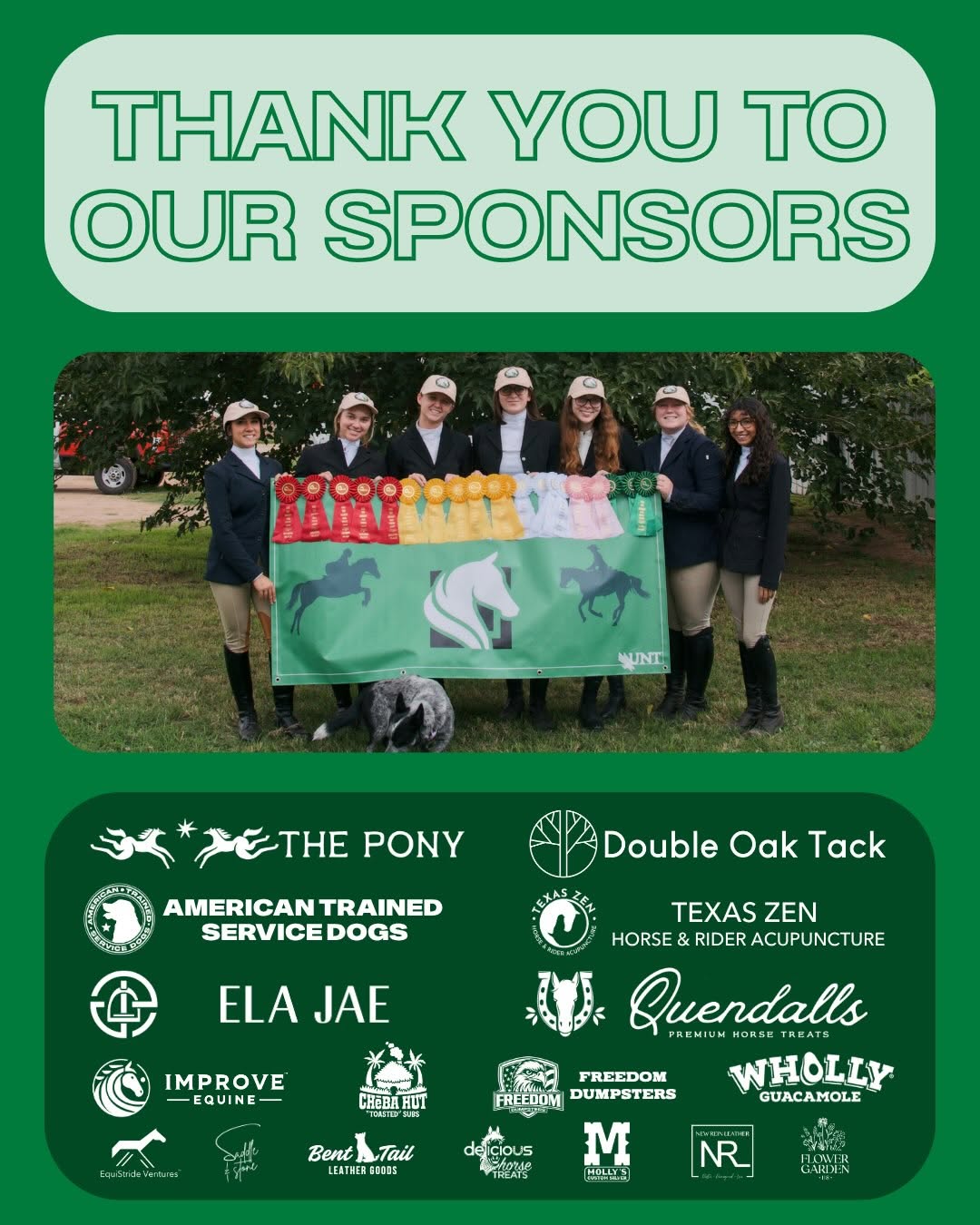 UNT Equestrian team, sponsored by Improve Equine through Soft Hands Up